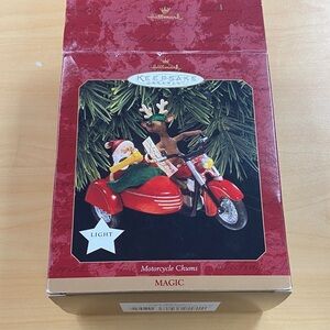 Hallmark Keepsake Ornament - Santa and Reindeer on Red Motorcycle